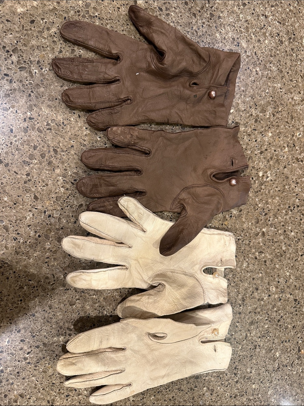 Vintage Women’s Leather Driving Gloves - Brown and Cream